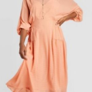 Vintage style peach dress with bottom front